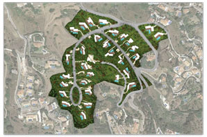 Privat område med 25 villor