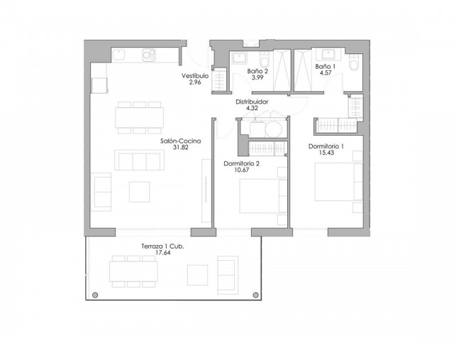 2 Schlafzimmer Apartment in Selwo