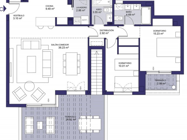 2 Slaapkamer Appartement in Carvajal